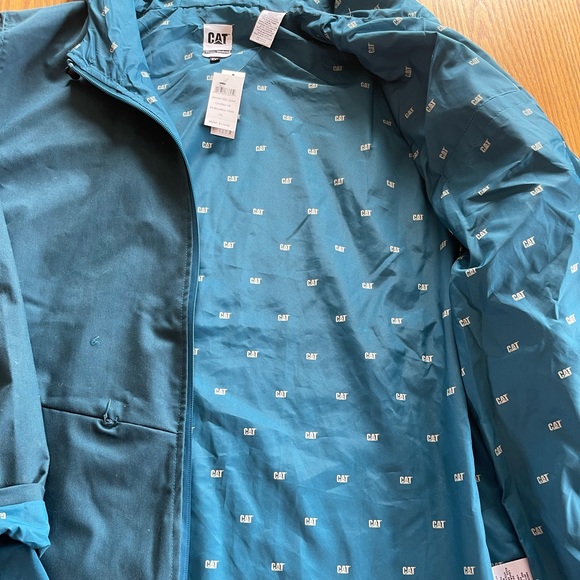 CAT ( Caterpillar ) Women’s winter hooded coat. Teal color, thumb hole as seen - Picture 10 of 12